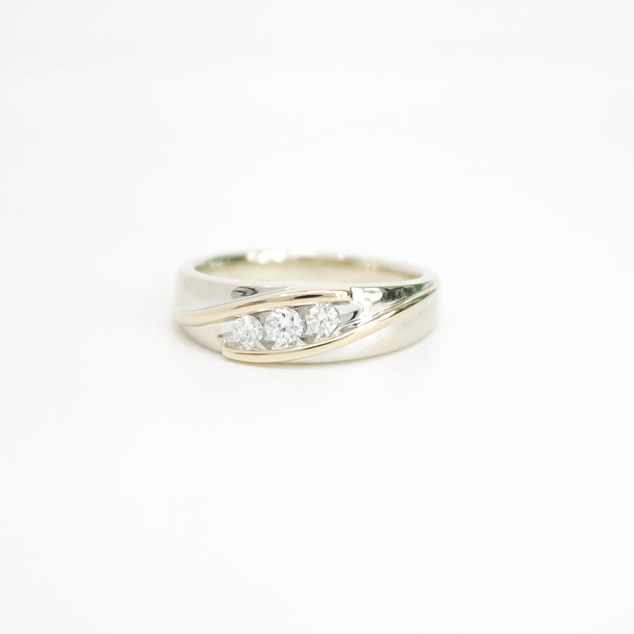 TWO TONE GOLD MEN'S NATURAL DIAMOND BAND