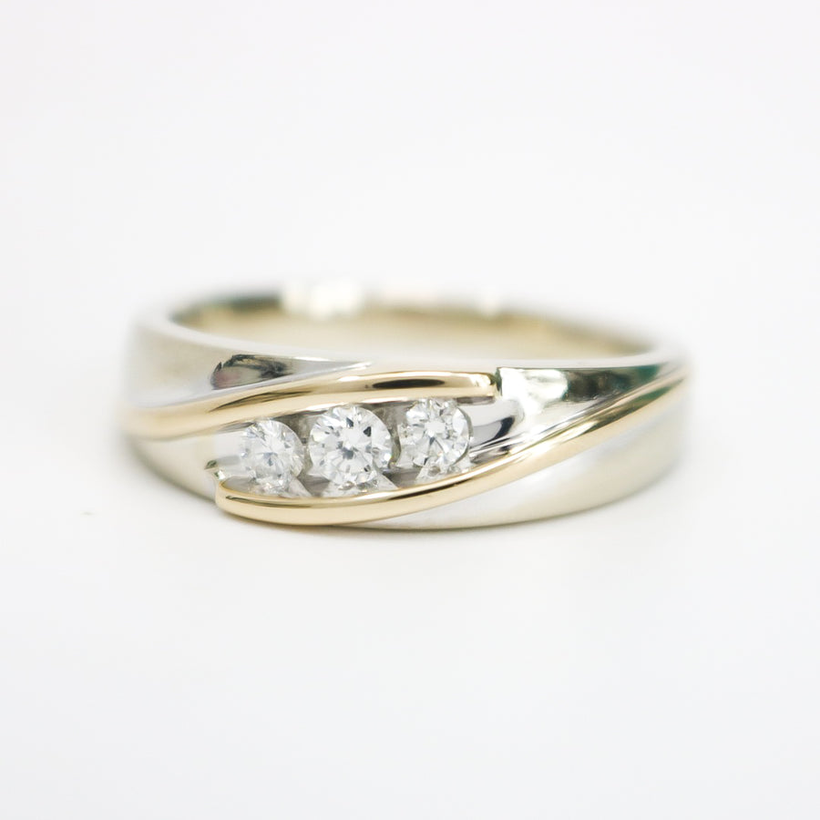 TWO TONE GOLD MEN'S NATURAL DIAMOND BAND