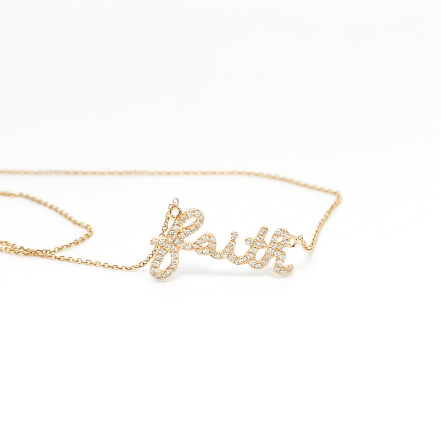 ROSE GOLD NATURAL DIAMOND FAITH PENDANT WITH CHAIN
