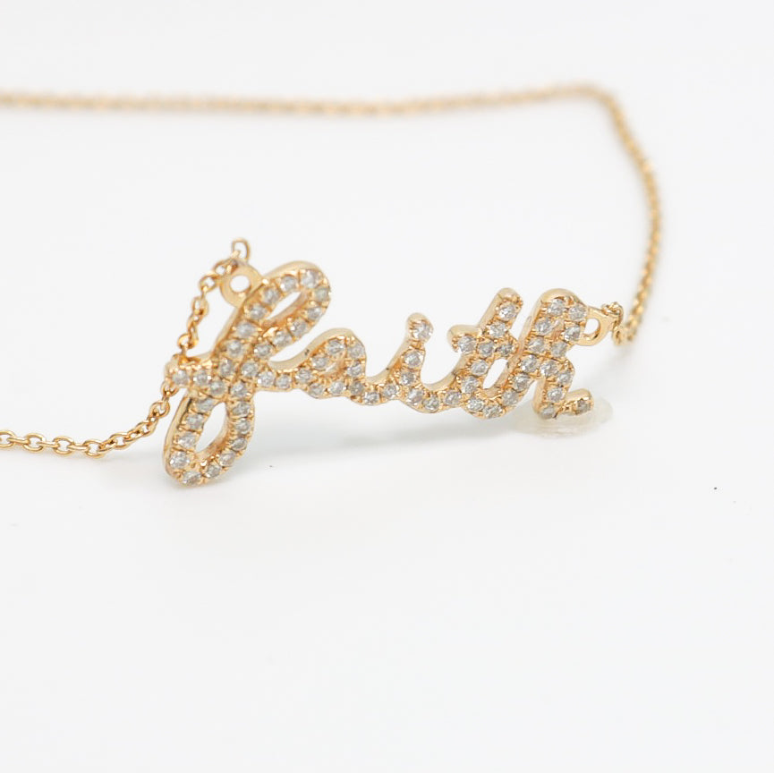 ROSE GOLD NATURAL DIAMOND FAITH PENDANT WITH CHAIN