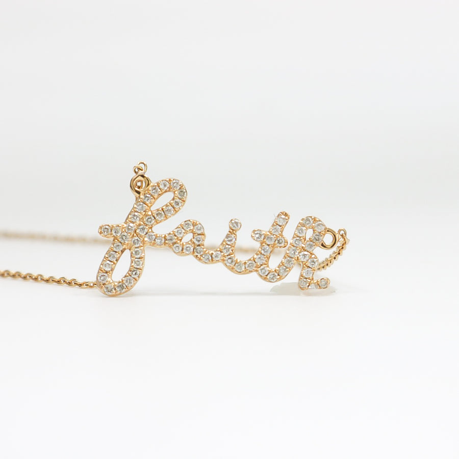ROSE GOLD NATURAL DIAMOND FAITH PENDANT WITH CHAIN
