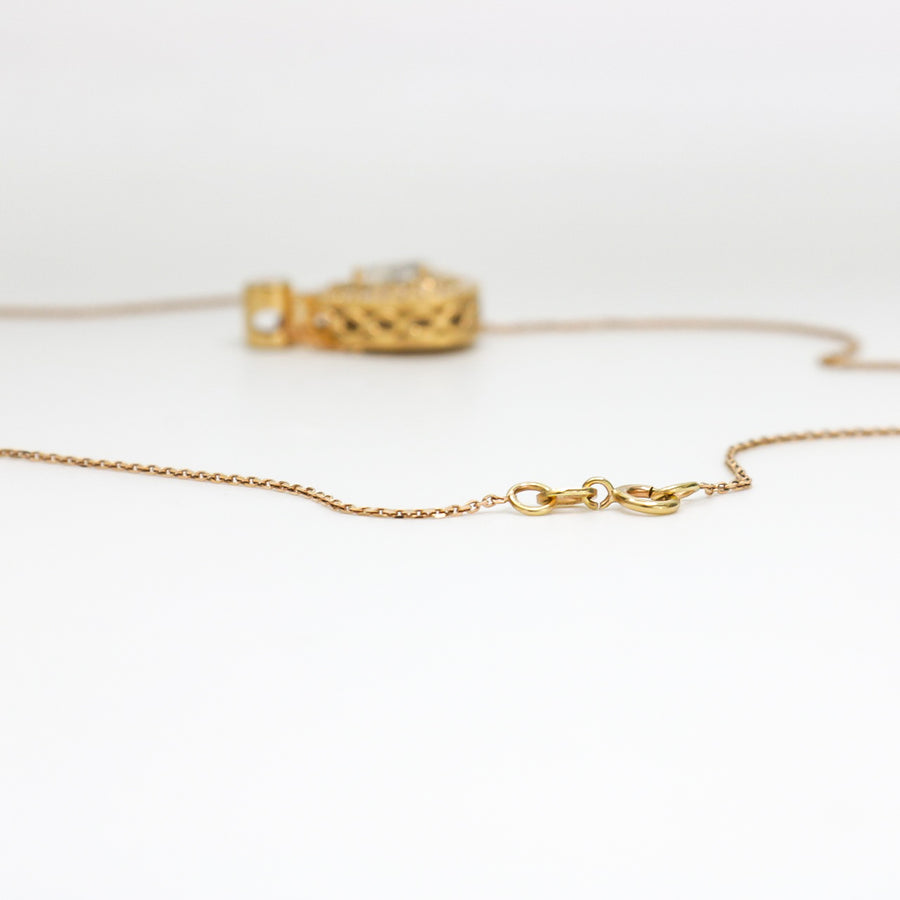18K ROSE GOLD DIAMOND TEARDROP PENDANT WITH 14K CHAIN