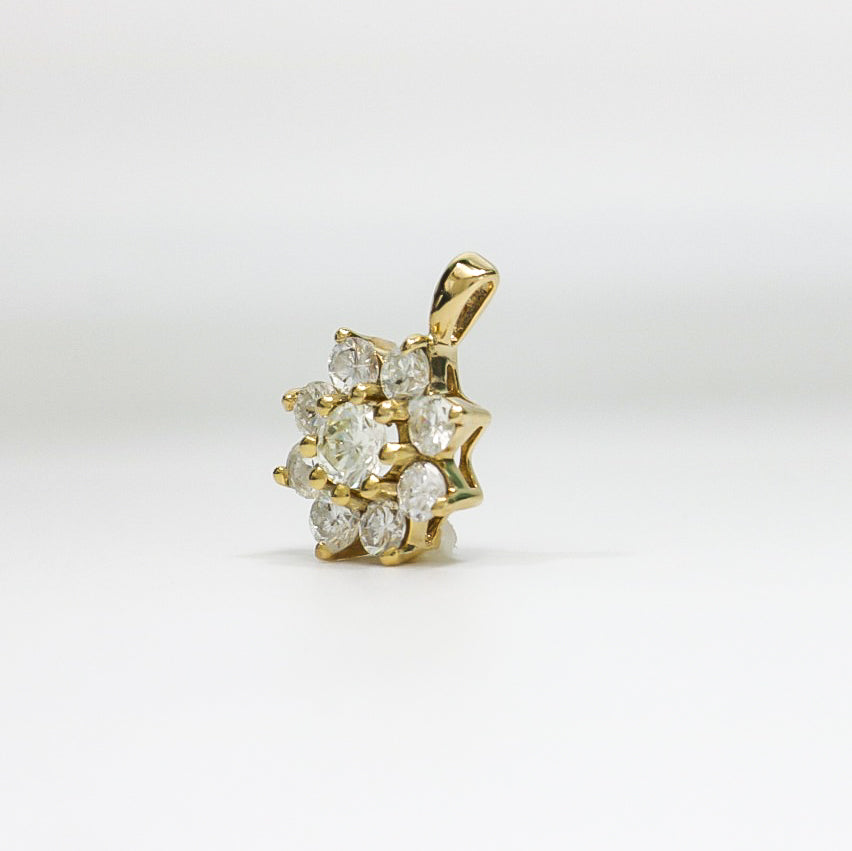 YELLOW GOLD FLOWER DIAMOND PENDANT