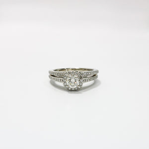 WHITE GOLD LADY'S NATURAL DIAMOND BRIDAL SET RING