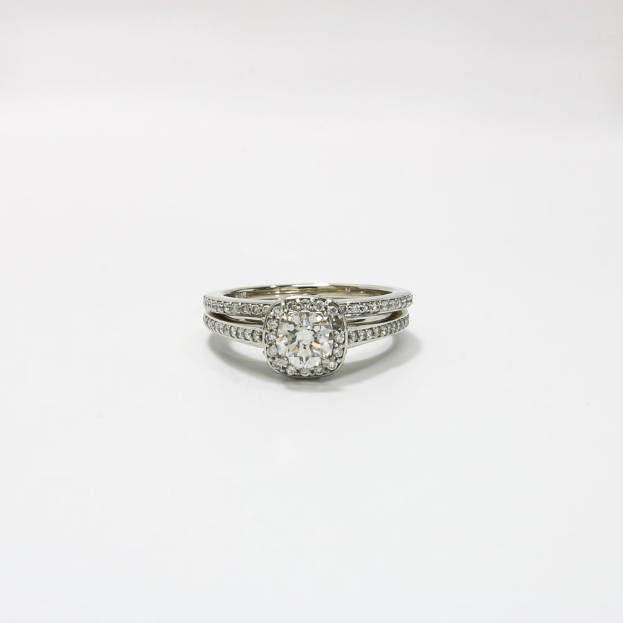 WHITE GOLD LADY'S NATURAL DIAMOND BRIDAL SET RING