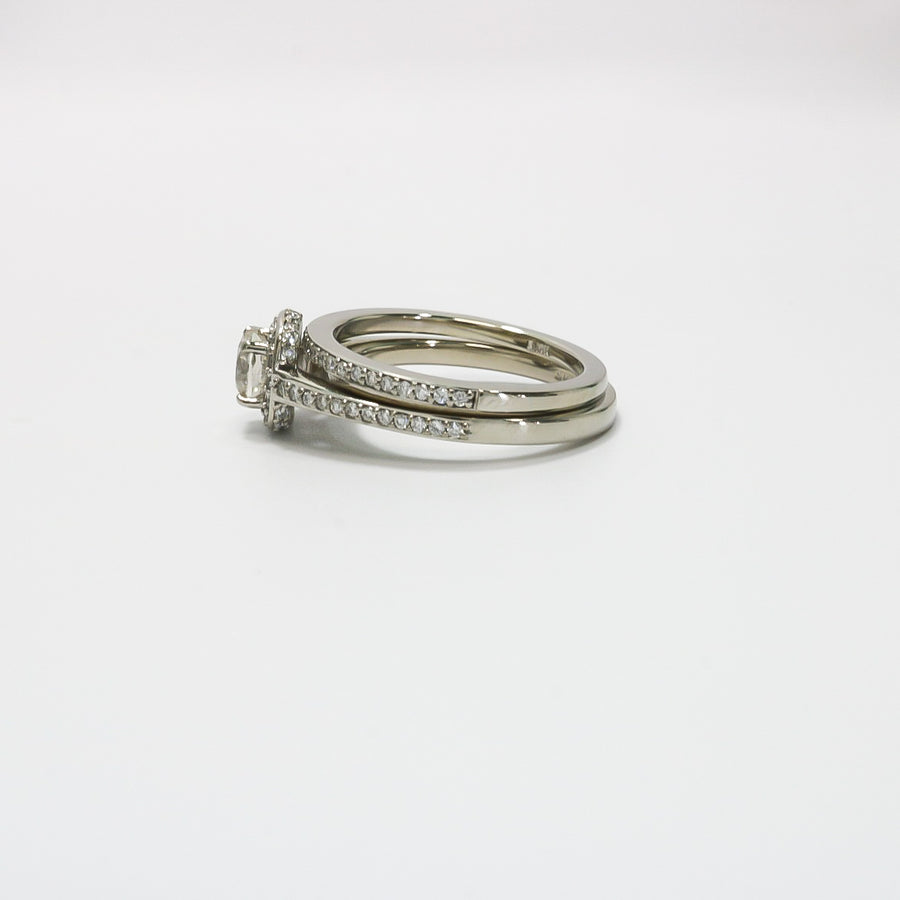 WHITE GOLD LADY'S NATURAL DIAMOND BRIDAL SET RING