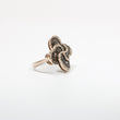 Load image into Gallery viewer, ROSE GOLD LADY'S SWIRL RING WITH BROWN AND WHITE DIAMONDS.
