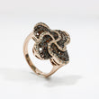 Load image into Gallery viewer, ROSE GOLD LADY'S SWIRL RING WITH BROWN AND WHITE DIAMONDS.
