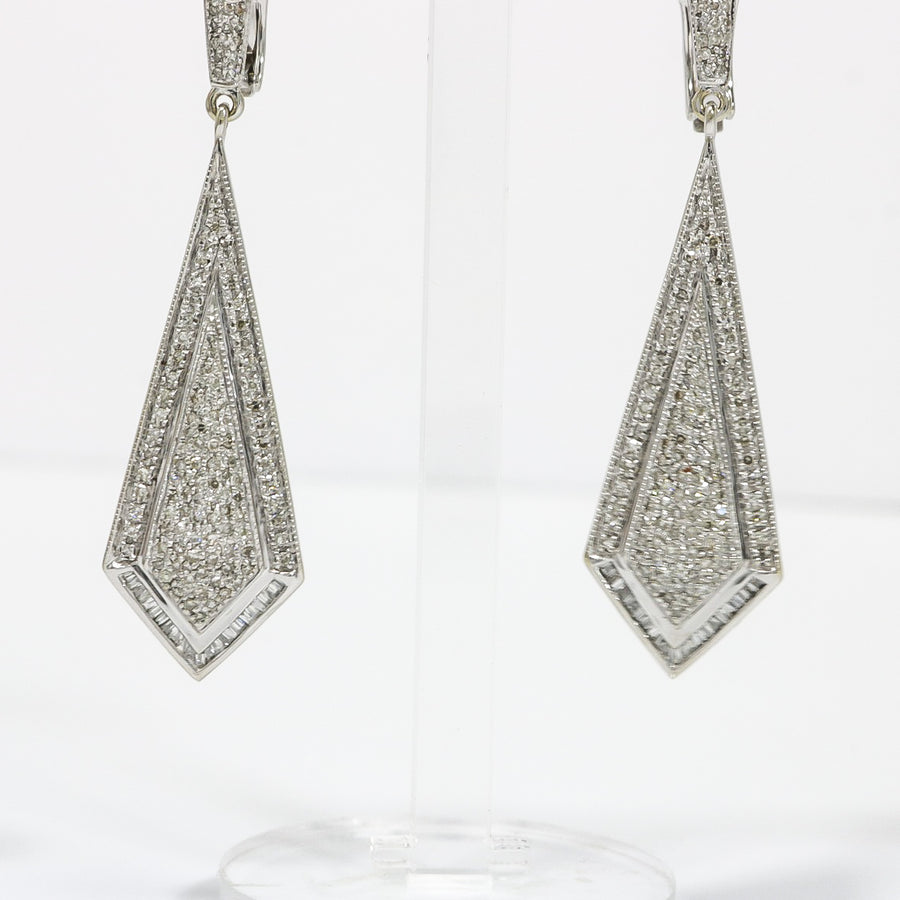 WHITE GOLD NATURAL DIAMOND DROP EARRINGS