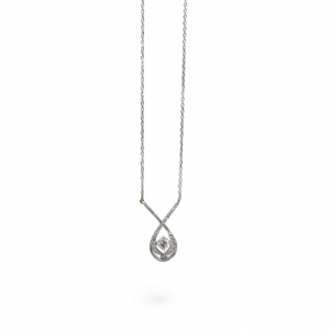 WHITE GOLD NATURAL DIAMOND PENDANT WITH NECKLACE