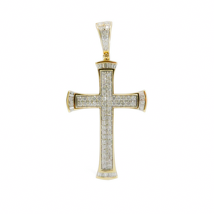 YELLOW GOLD NATURAL DIAMOND CROSS PENDANT