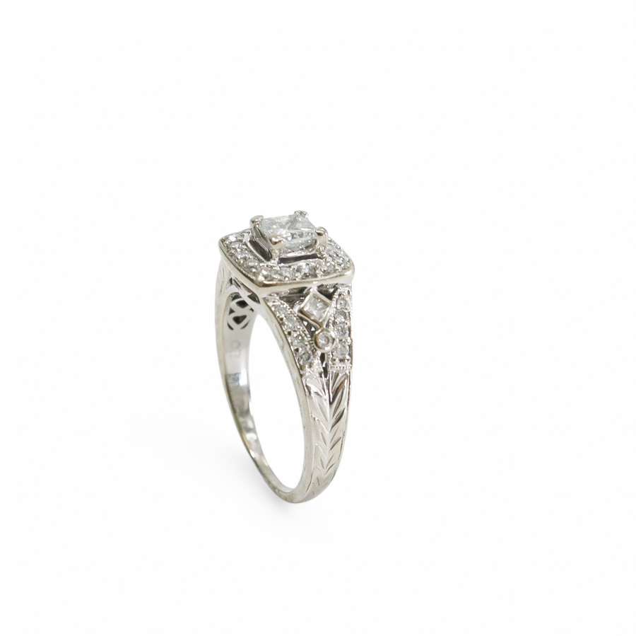 WHITE GOLD NATURAL DIAMONDS ENGAGEMENT AND ANNIVERSARY RING SET