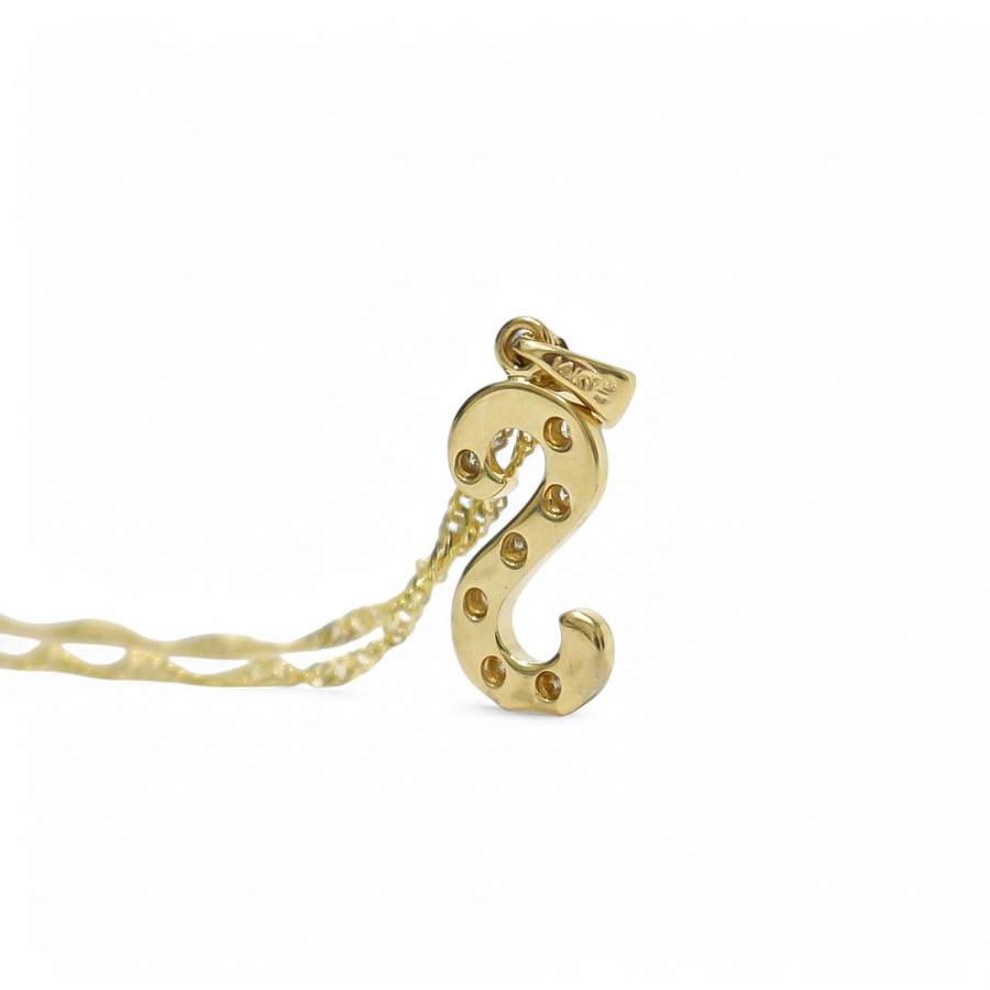 YELLOW GOLD LETTER S PENDANT WITH NECKLACE