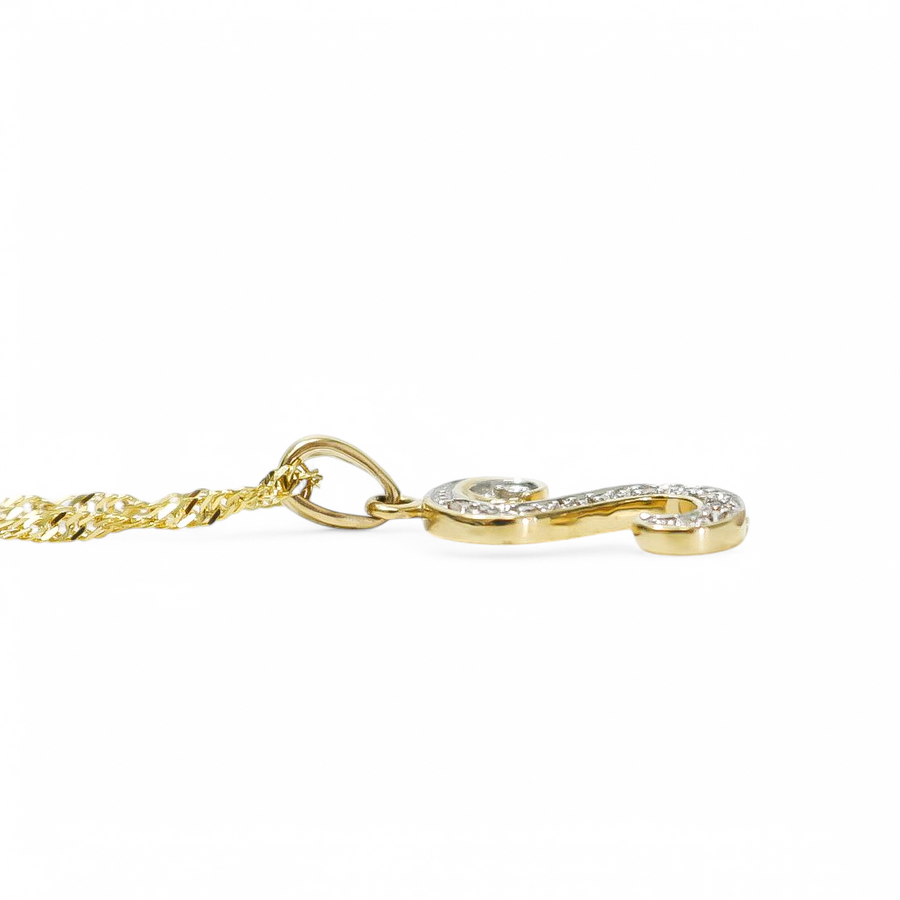 YELLOW GOLD LETTER S PENDANT WITH NECKLACE