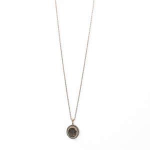 ROSE GOLD NATURAL DIAMOND & SMOKE QUARTZ PENDANT WITH CHAIN