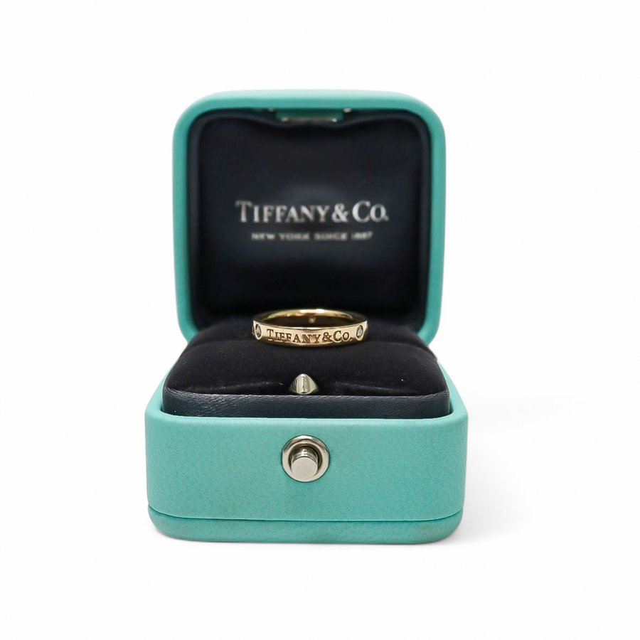 YELLOW GOLD TIFFANY & CO. BAND WITH THREE DIAMONDS