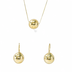 MATCHING SPHERE GOLD PENDANT WITH EARRINGS