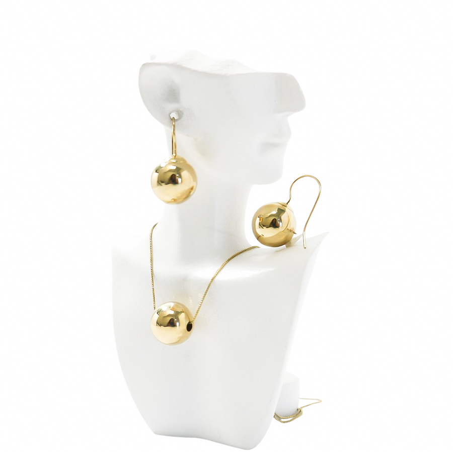 MATCHING SPHERE GOLD PENDANT WITH EARRINGS