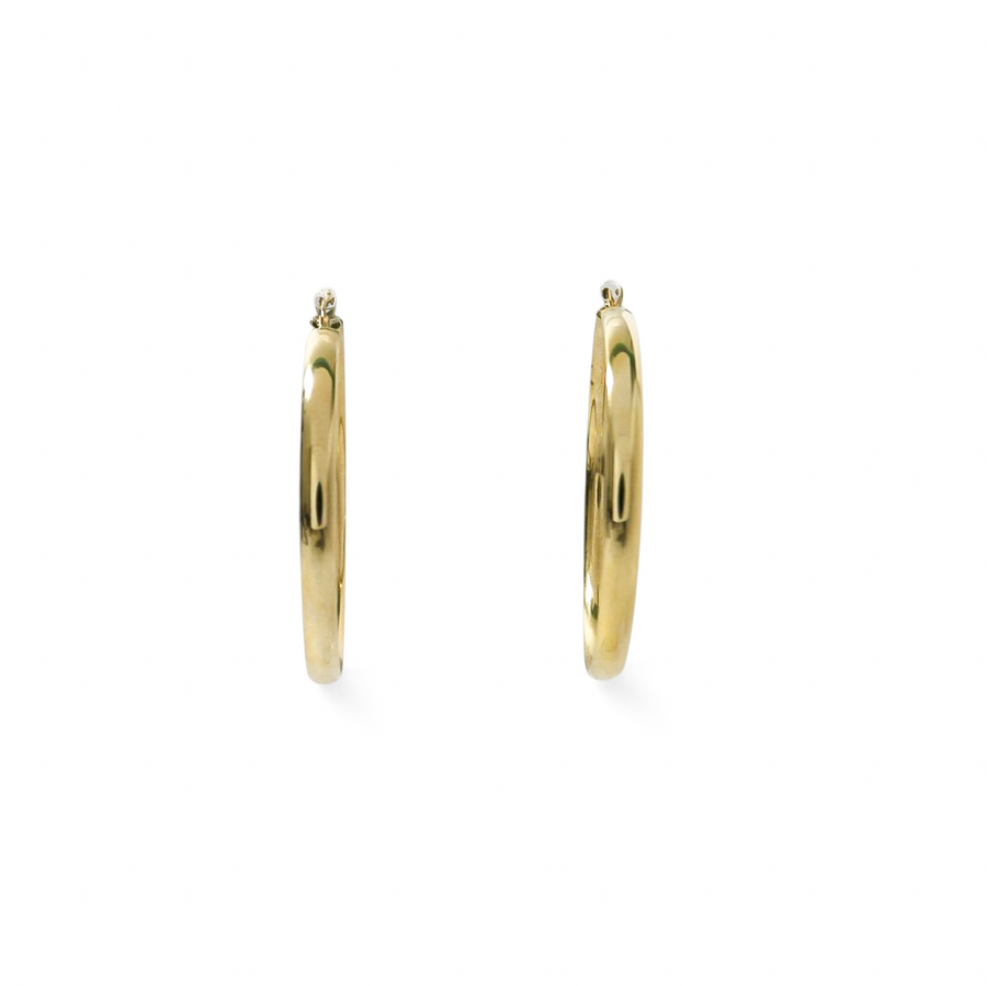 YELLOW GOLD LARGE HOOP EARRINGS
