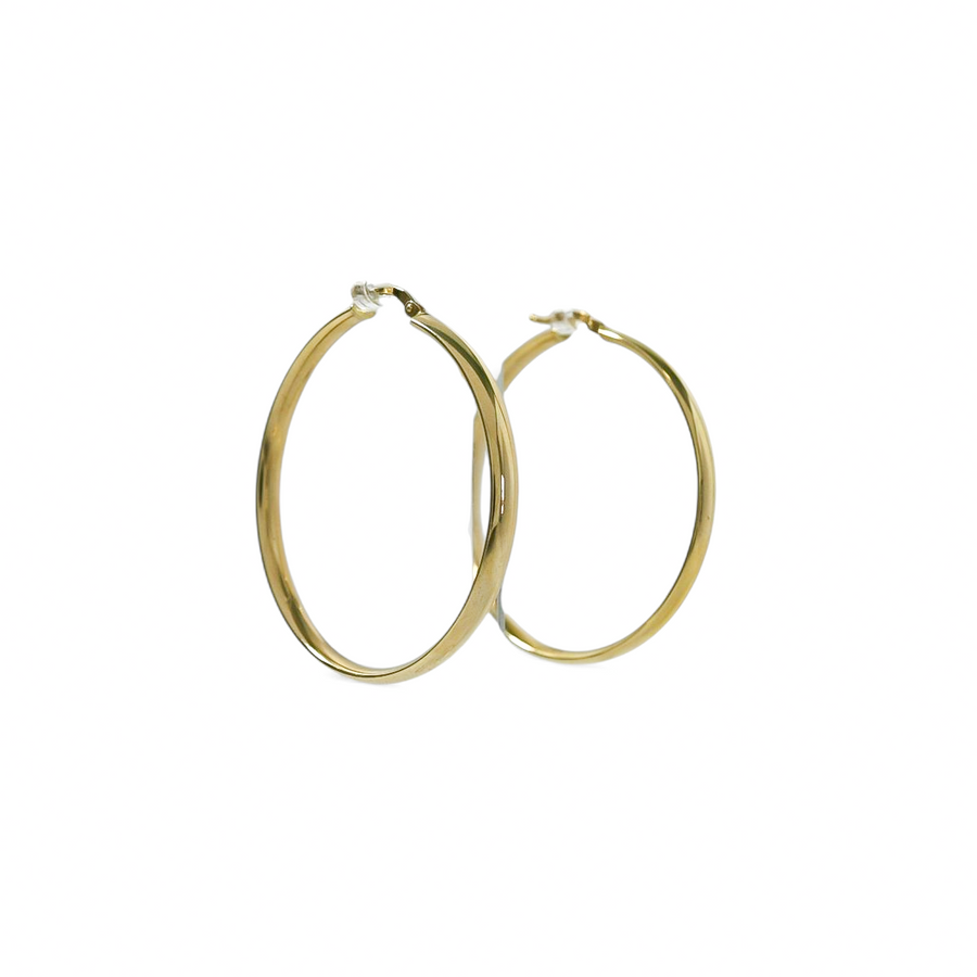 YELLOW GOLD LARGE HOOP EARRINGS