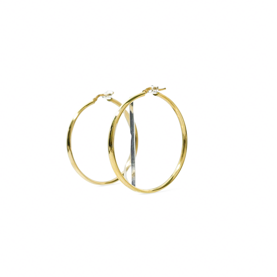 YELLOW GOLD LARGE HOOP EARRINGS