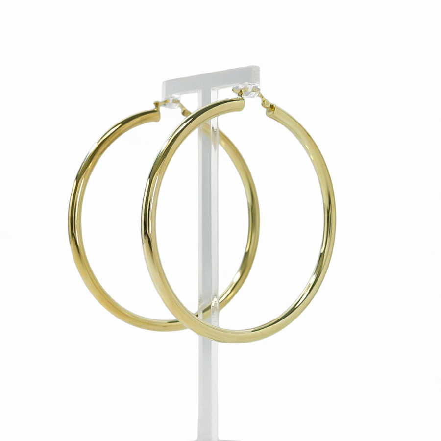 YELLOW GOLD EXTRA LARGE SIZE HOOP EARRINGS