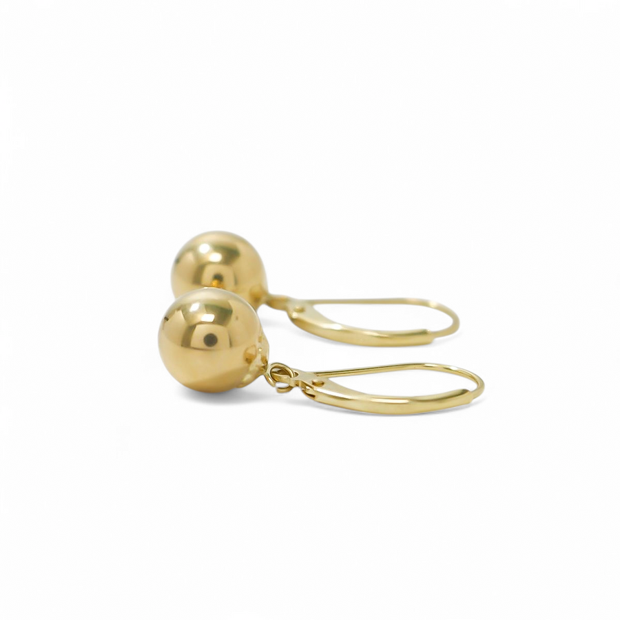 YELLOW GOLD SPHERE DROP EARRINGS
