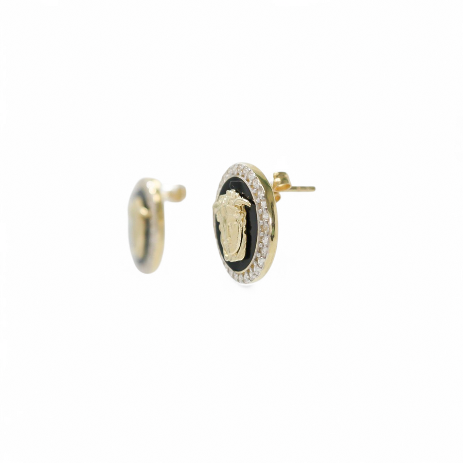 YELLOW GOLD MEDUSA STUD EARRINGS