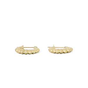 YELLOW GOLD SHELL STYLE HOOP EARRINGS