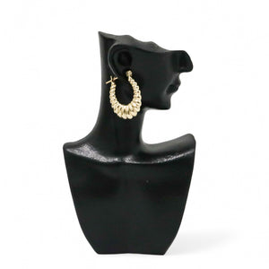 YELLOW GOLD SHELL STYLE HOOP EARRINGS