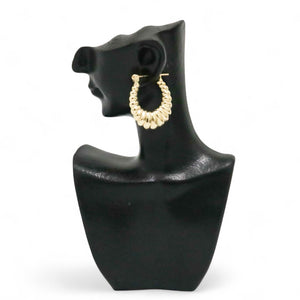 YELLOW GOLD SHELL STYLE HOOP EARRINGS