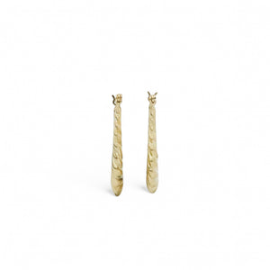 YELLOW GOLD HOLLOW SHRIMP HOOP EARRINGS