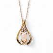 Load image into Gallery viewer, YELLOW GOLD WHITE OPAL AND NATURAL DIAMOND PENDANT NECKLACE
