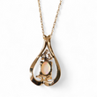 Load image into Gallery viewer, YELLOW GOLD WHITE OPAL AND NATURAL DIAMOND PENDANT NECKLACE
