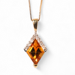 Load image into Gallery viewer, YELLOW GOLD CITRINE GEMSTONE AND NATURAL DIAMOND EARRINGS, PENDANT AND CHAIN
