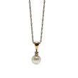 Load image into Gallery viewer, YELLOW GOLD CULTURED PEARL PENDANT WITH NATURAL DIAMOND AND CHAIN
