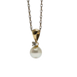 Load image into Gallery viewer, YELLOW GOLD CULTURED PEARL PENDANT WITH NATURAL DIAMOND AND CHAIN
