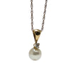 Load image into Gallery viewer, YELLOW GOLD CULTURED PEARL PENDANT WITH NATURAL DIAMOND AND CHAIN
