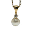 Load image into Gallery viewer, YELLOW GOLD CULTURED PEARL PENDANT WITH NATURAL DIAMOND AND CHAIN

