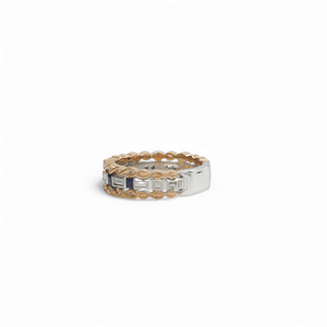 TWO TONE LADY'S BAND WITH DIAMONDS AND SAPPHIRE STONES  S.KASHI