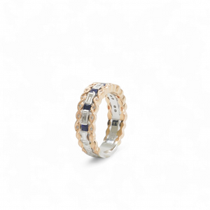 TWO TONE LADY'S BAND WITH DIAMONDS AND SAPPHIRE STONES  S.KASHI