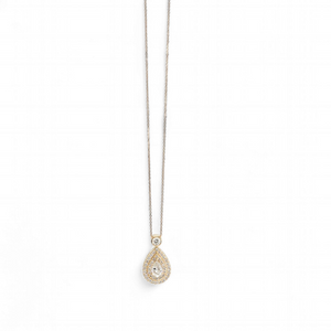 18K ROSE GOLD DIAMOND TEARDROP PENDANT WITH 14K CHAIN