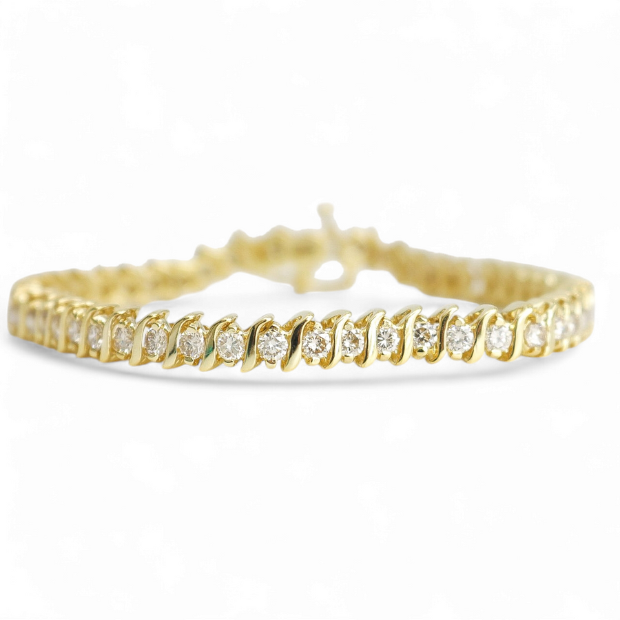 YELLOW GOLD 4CT NATURAL DIAMOND BRACELET