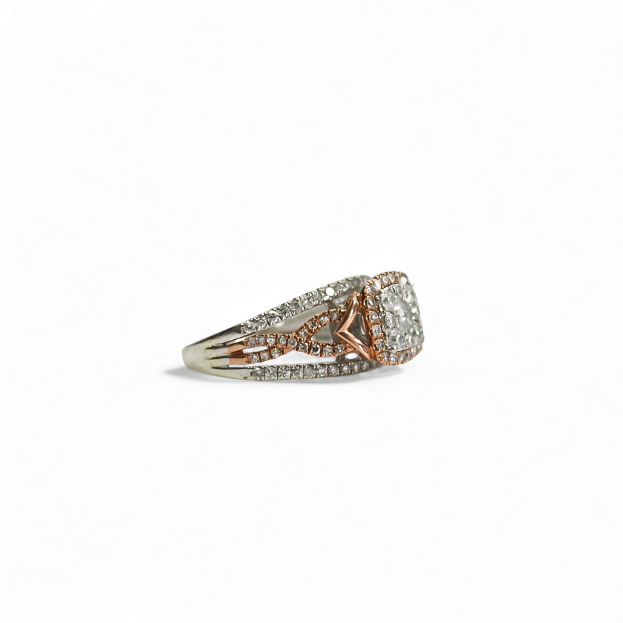 TWO TONE GOLD LADY'S NATURAL DIAMOND RING