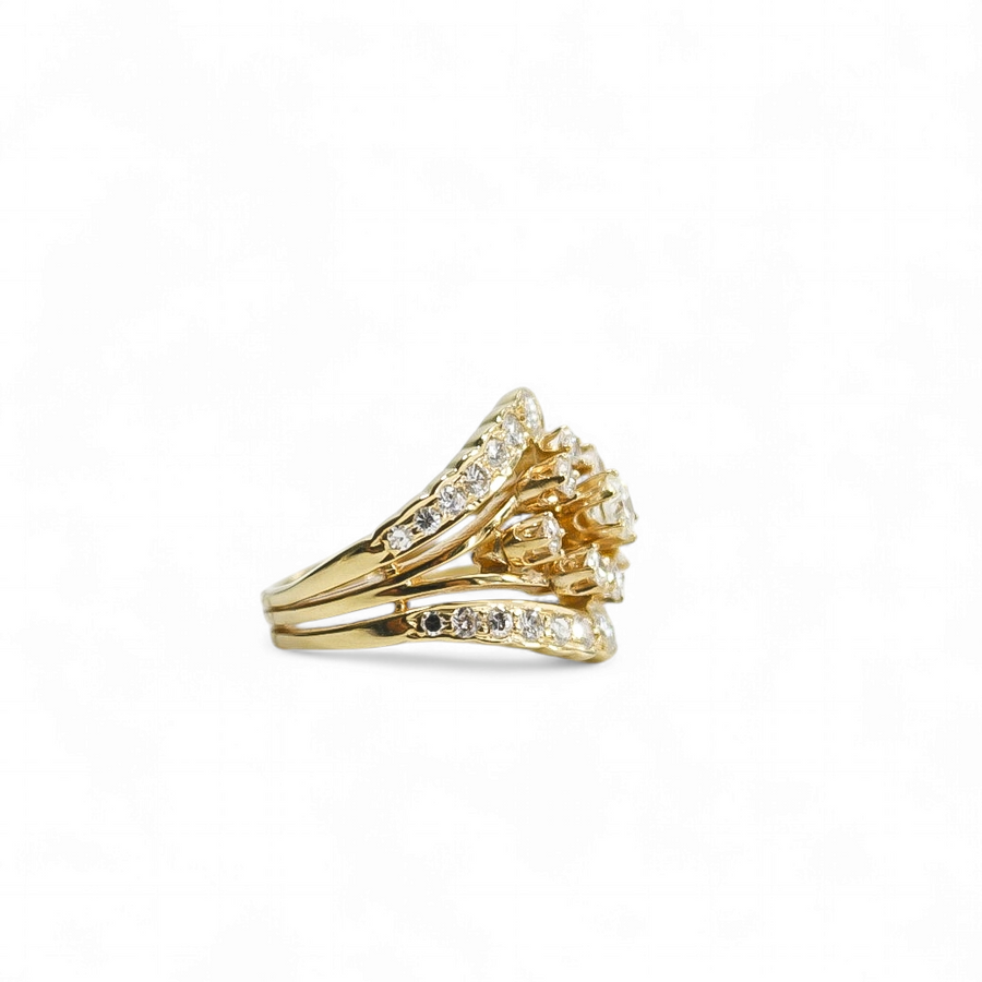YELLOW GOLD NATURAL DIAMOND LADY'S CLUSTER RING