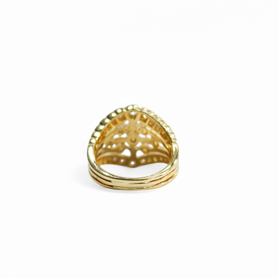 YELLOW GOLD NATURAL DIAMOND LADY'S CLUSTER RING