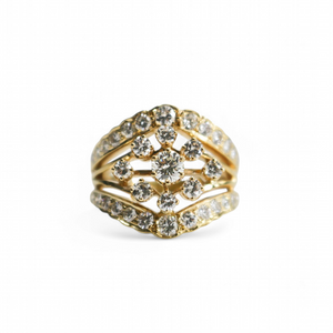 YELLOW GOLD NATURAL DIAMOND LADY'S CLUSTER RING