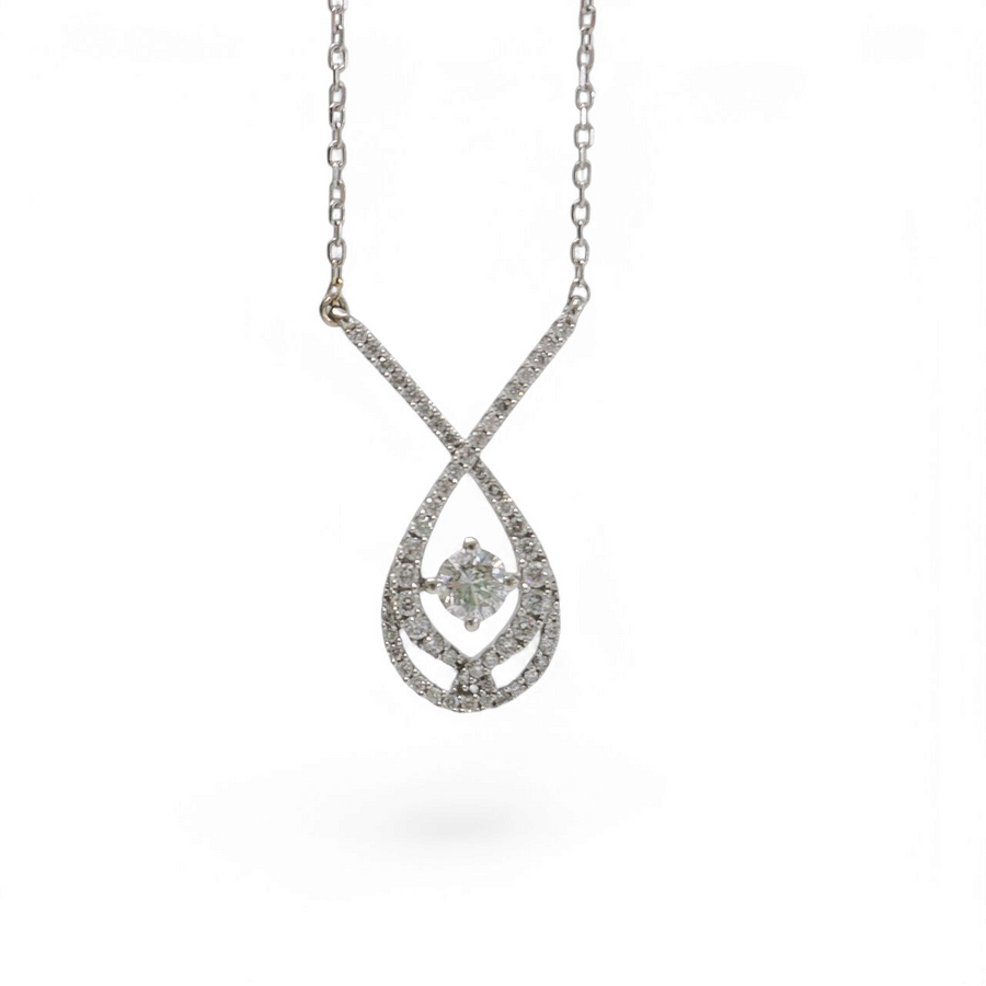 WHITE GOLD NATURAL DIAMOND PENDANT WITH NECKLACE