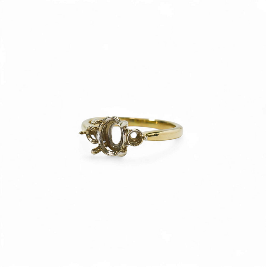 TWO TONE GOLD LADY'S RING SETTING FOR OVAL AND ROUND STONES