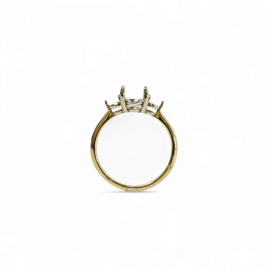 TWO TONE GOLD LADY'S RING SETTING FOR OVAL AND ROUND STONES